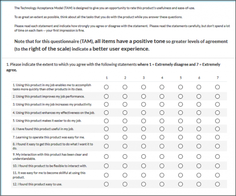 Comparison Of Four Tam Item Formats: Effect Of Response Option Labels 