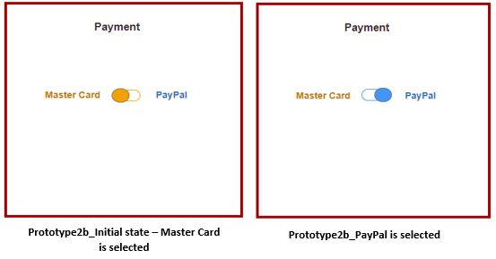 Screenshot of a single UI toggle with color for "Payment." One option or the other is always selected.