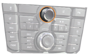 picture of a center fascia with the volume control highlighted