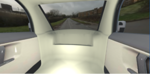 Internal view of AV MaaS rendered in a 3D environment with window views